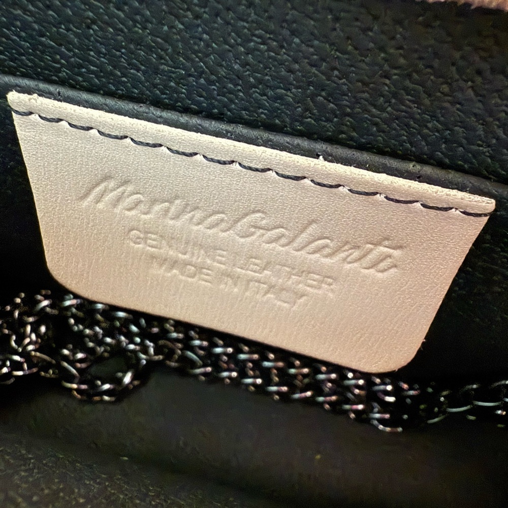 Marina Galanty Tan Crossbody Bag Crafted in Italy Genuine Leather Chain Strap - Picture 6 of 8